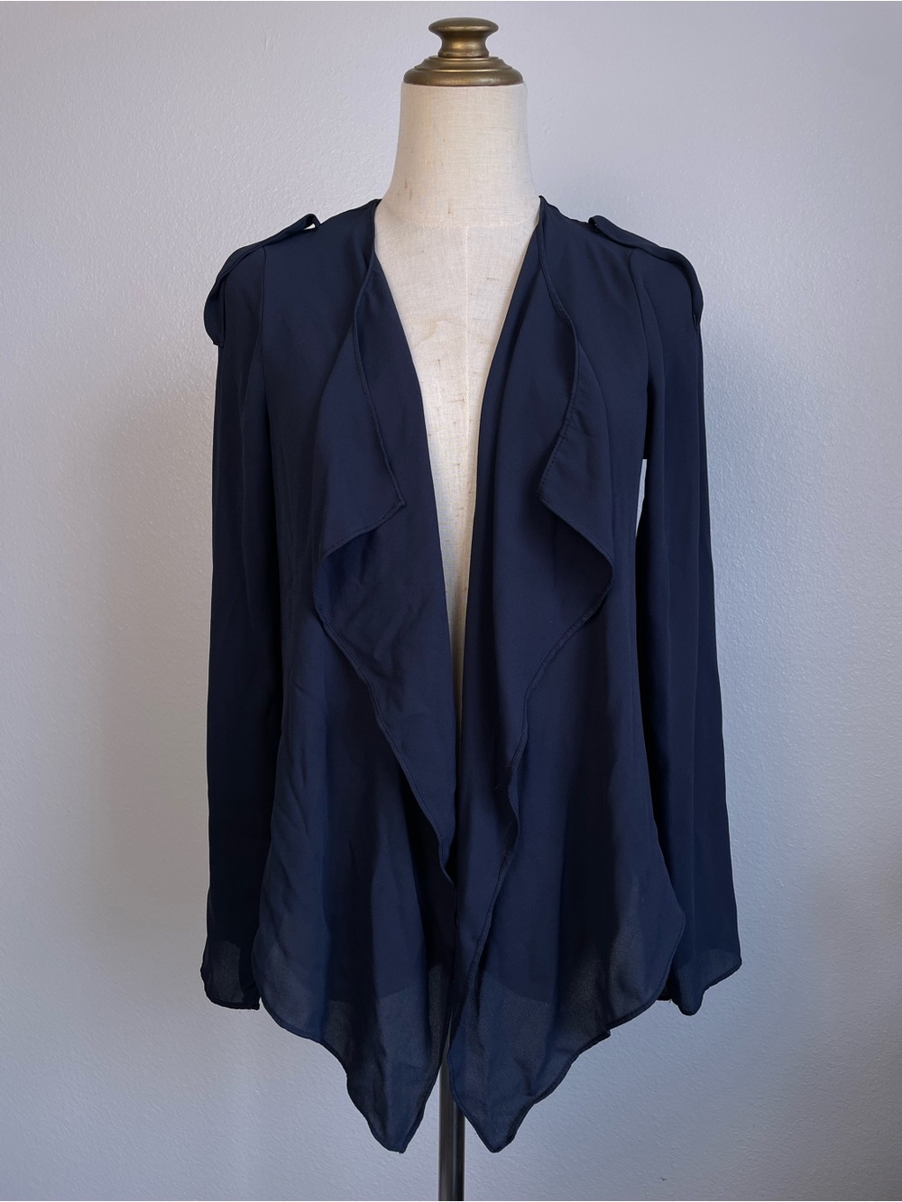 Arthur Navy Draped Open Front Lightweight Cardigan XS/S